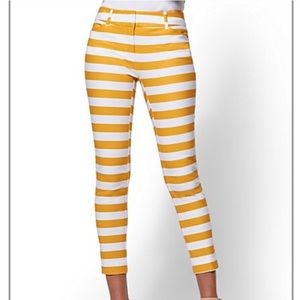 NWT NY&C white and yellow striped ankle pants